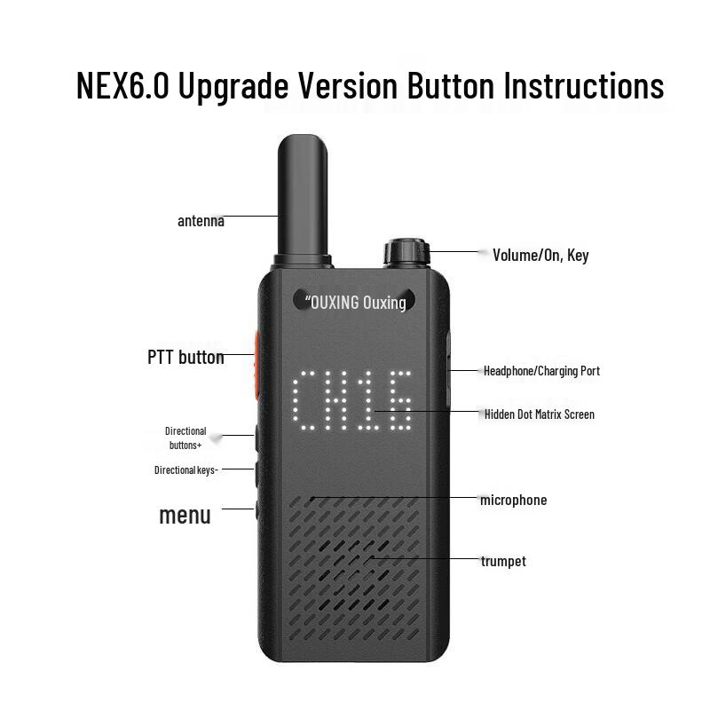 OUXING Nex6.0 Pro Long-Range Walkie-Talkie (Dual Pack) (CN version)