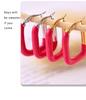 Qiong Yao European Style U-Shaped Gold-Plated Enamel Drop Earrings for Women - Trendy, Stainless Steel, Color-Preserving.