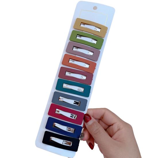 10Pcs Hair Clip Korean Style Hair Accessory Acrylic Girls Snap Hairpin Barrettes for Daily Wear