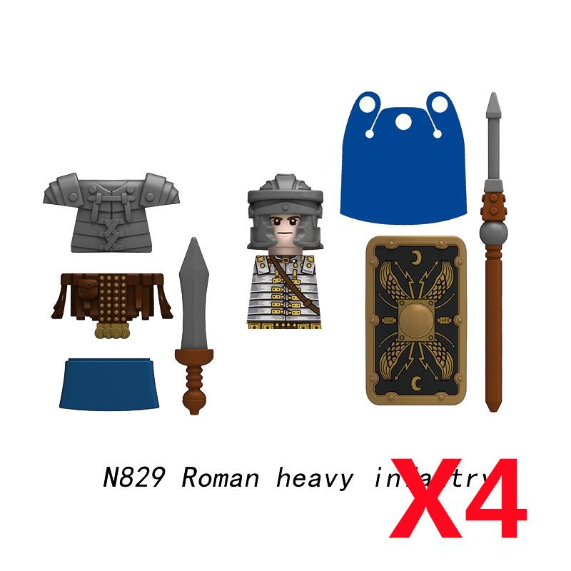 Medieval Soldier Knight Figure MOC Building Block Green Dragon Castle Infantry Orcs Pirate Roman Cavalry Weapons Toys Gifts D122