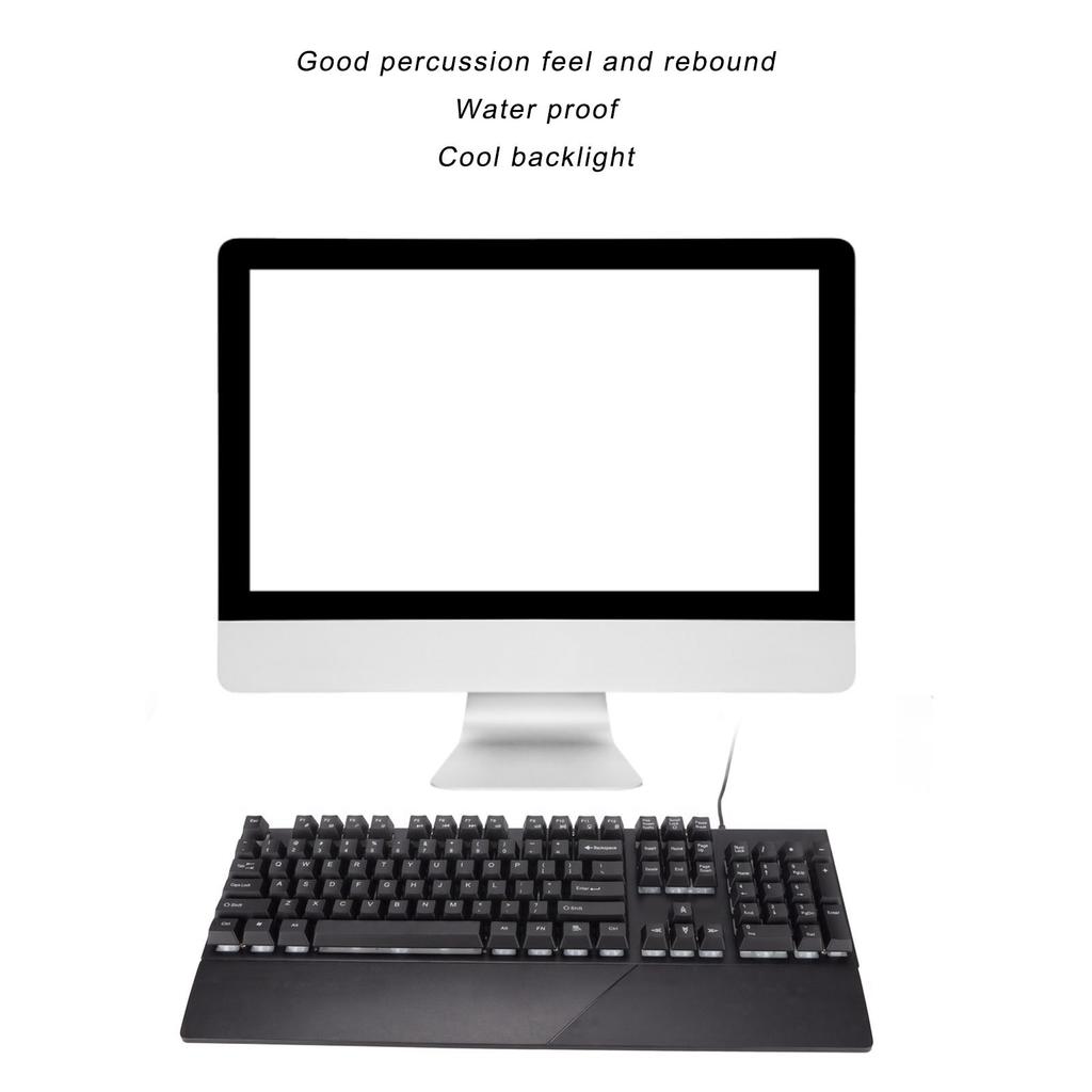 RGB Wired Keyboard with Wrist Rest 104 Keys Clr Characters Good Resilience Mechanical Feel Keyboard for   Gaming