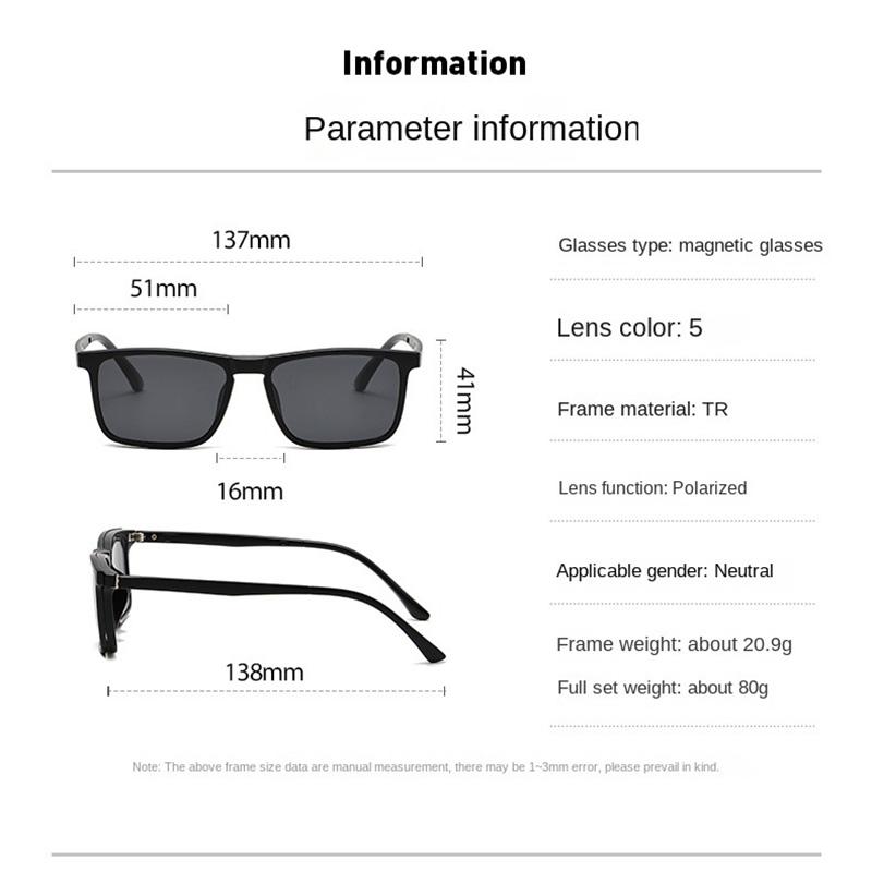 Lunettes de soleil 1/6 en 1 TR90 pour le cyclisme et le sport Montures de lunettes magnétiques à clipser Vintage Ensemble de lunettes de soleil tendance