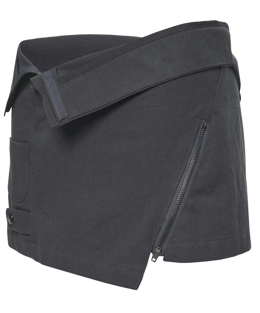 Peulleeoeob Asymmetrical Folded Skirt (Fl-272_Dark Gray)