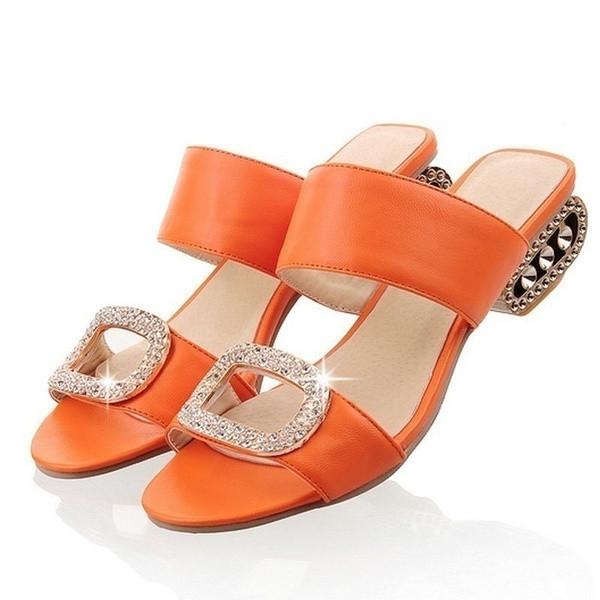 Women Summer Sandals Shoes With Low Heels And Rhinestone Embellishments