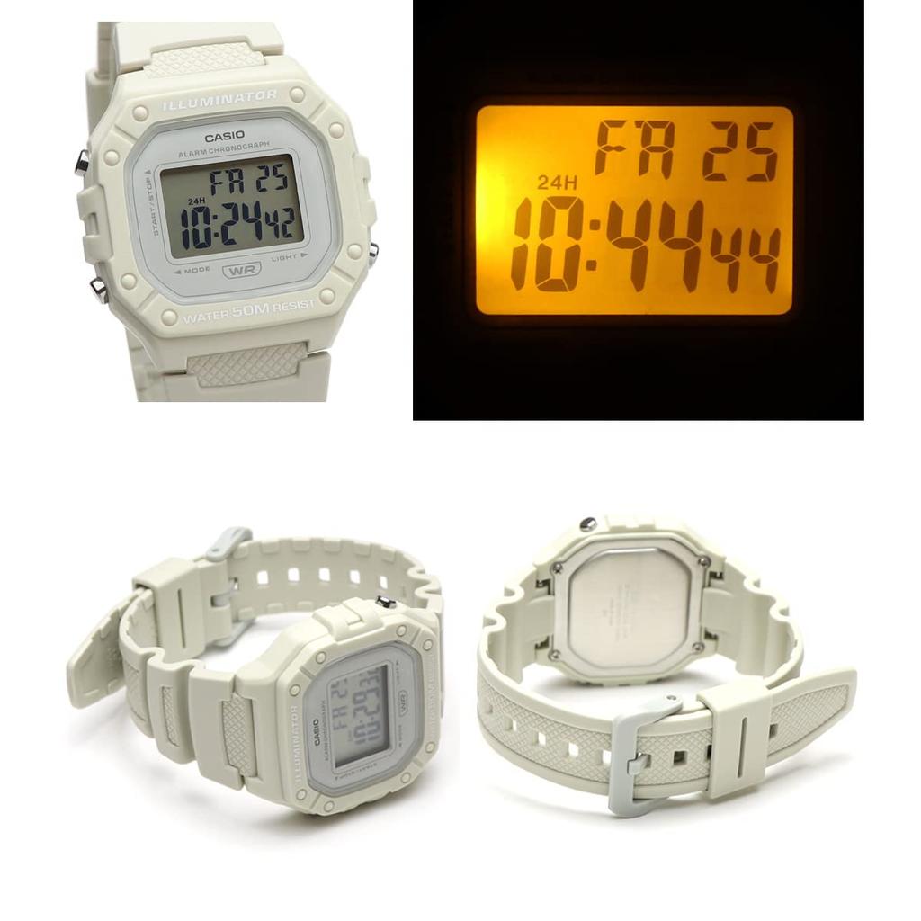 CASIO available in and nuanced square digital Suitable for and W-218HC Watch, muted, smoky, colors. Thin, lightweight, waterproof, display. men,