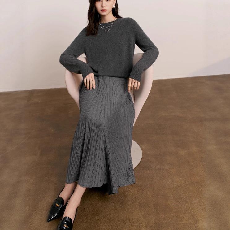 Warm Pleated A-line Knit Skirt - Winter Versatile Commute