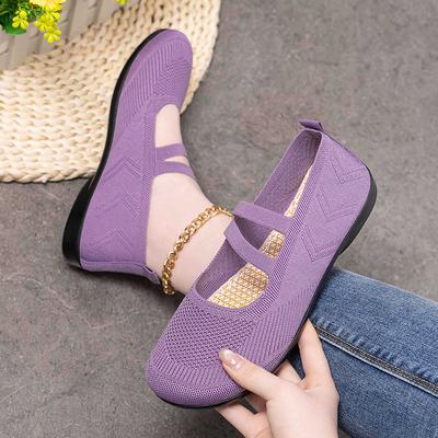 Dames Ademende Gebreide Sneakers Casual Ballerina's Mary Janes Lichtgewicht Mesh Dames Jurk Platte Schoenen Schoenen Zomer