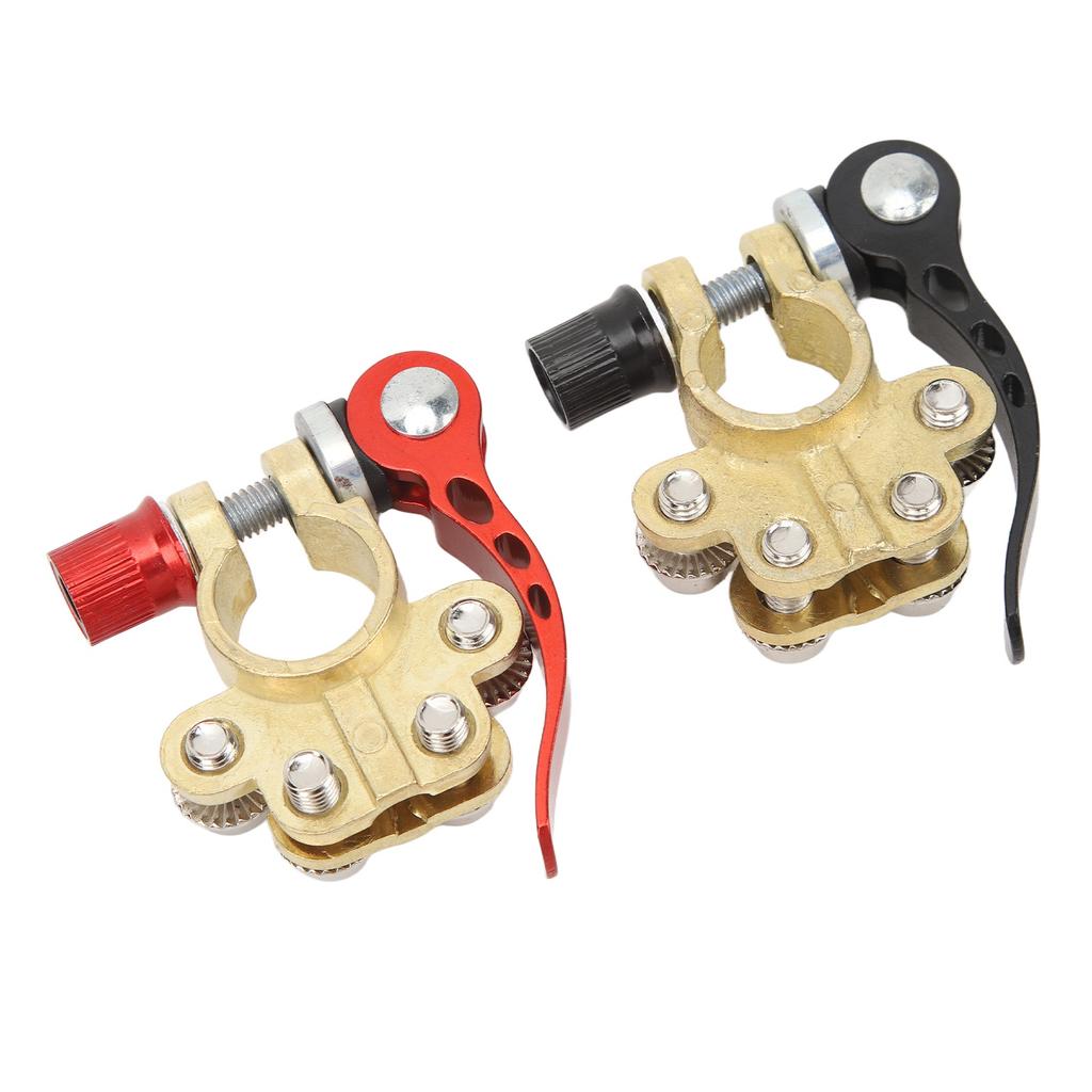 2 Stück Kfz-Batterieklemmen mit 4-poligem schwarz-rotem Bootsanhänger-Klemmenanschluss für SAE- oder JIS-Typ-A-Pfosten