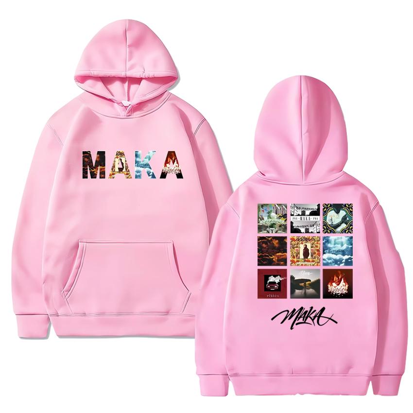 Hot Rapper Maka Music Album Tour 2025 Double Sided Cover Print Hoodie Unisex Hip Hop Punk Streetwear Men Women Fleece Sweatshirt