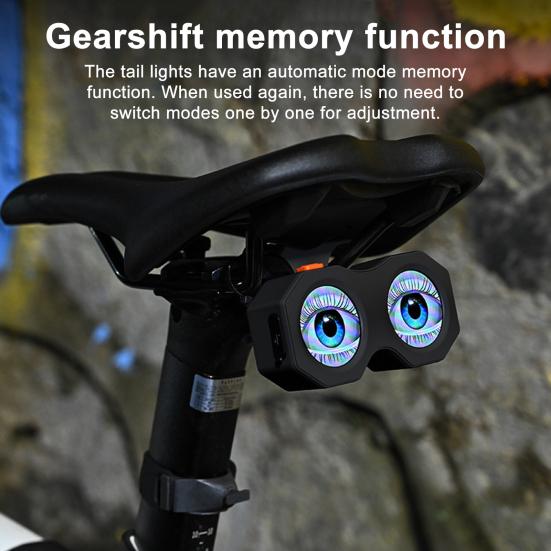 Demon Eyes Bicycle Taillight App Controlled IP64 Waterproof USB Rechargeable MTB Road Mountain Bike Night Riding Warning Rear Lamp