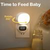 LED Night Light Plug-in with Clock Remote Control Flicker Free Eye Protection 3 Light Colors Dimmable Night Lamp
