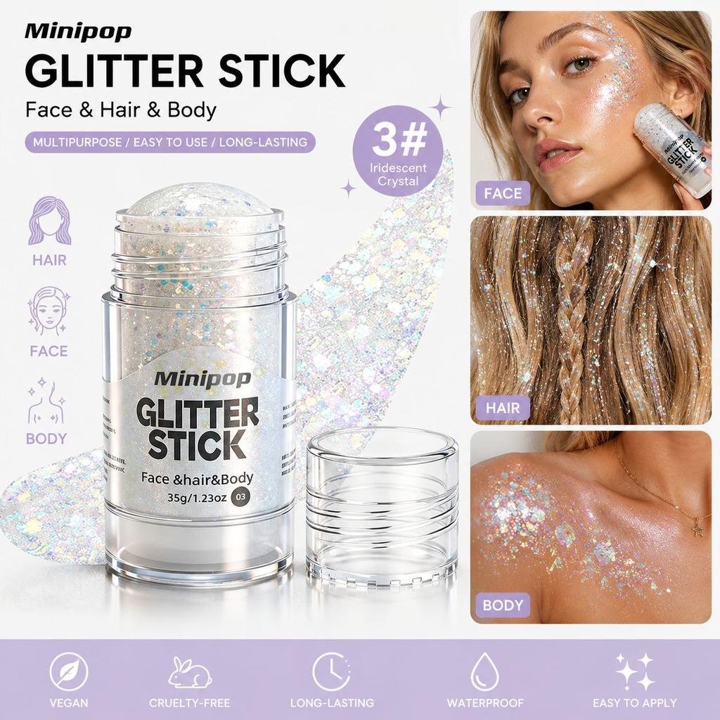 MINIPOP Body Paint Glitter Stick Face Lips Star Shimmer Festival