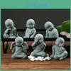 Statue Collectible Decorative Mediation Buddha Artistic Chinese Style Cartoon Cute Little Monk Sculpture Desktop Decor