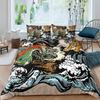 Magical Dinosaur Bedding Set Fire Dragon Duvet Cover Set Jungle Animals Pattern Wildlife Style King Size Polyester Quilt Cover