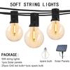 100/50/25ft Solar Led Light Outdoor G40 Plastic Bulb LED Garden Fairy Patio String Lights Wedding Party Decoration