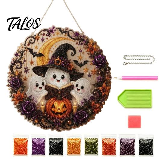 DIY Diamond Art Ornaments Halloween Ghost/Owl Hanging Ornament Kit, Gem Projects Painting Suncatcher, Pendant Window Decor Creative Crafting Supplies