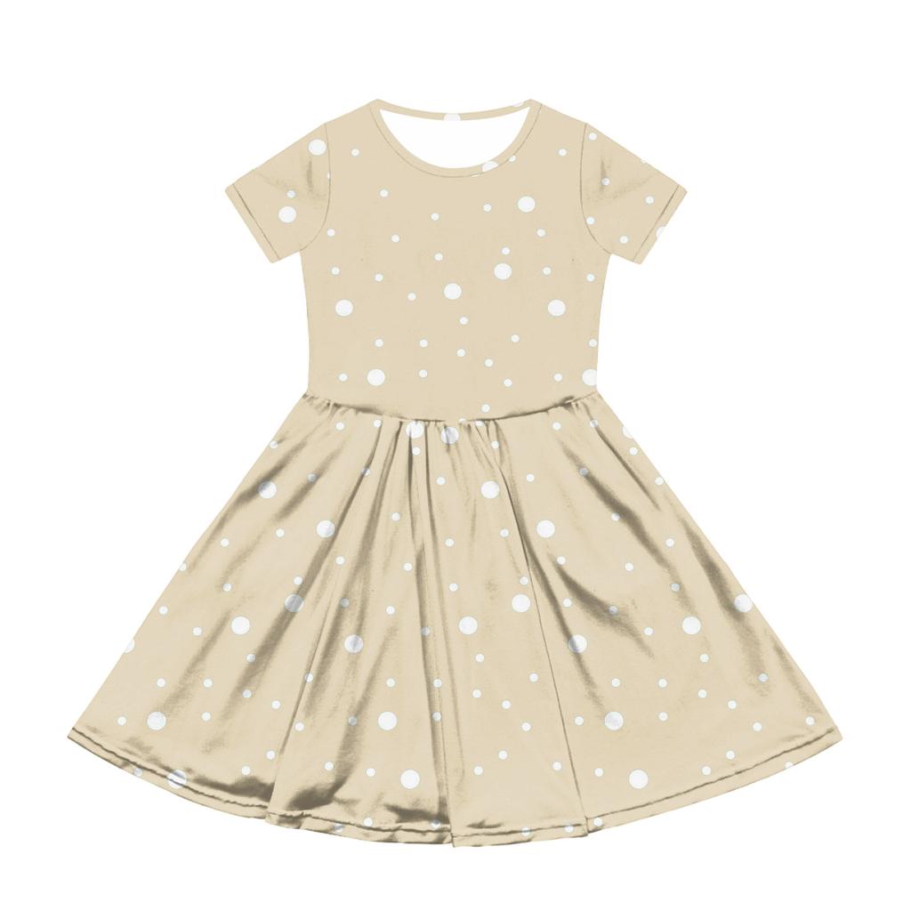 Girl Summer Dress Color & Print Short Sleeve Dress With Pocket Casual Dress Shorts Sleeve Party Dress Easter Day