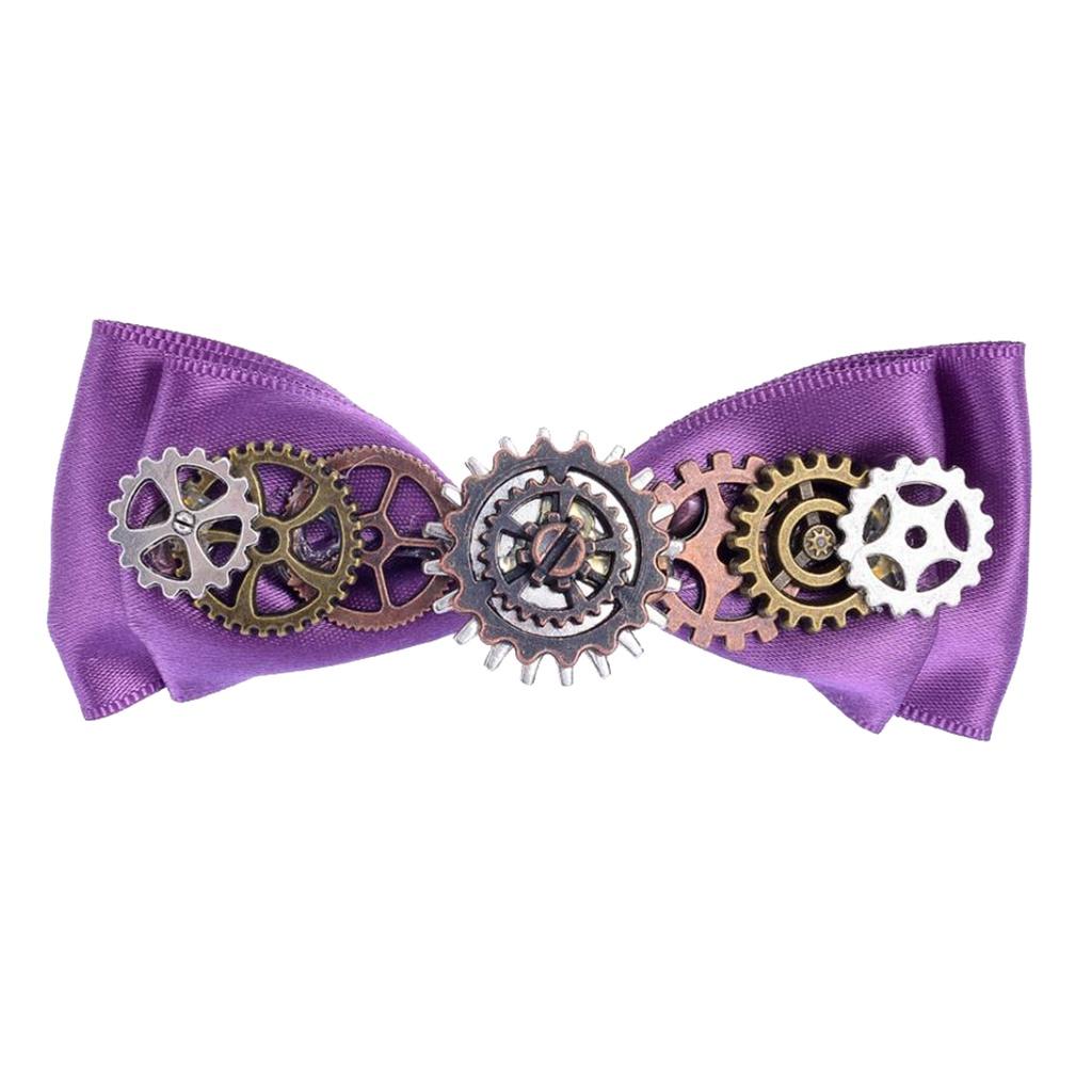 Steampunk Gear Violettes Band mit Schleife, Haarspangen, Entenschnabel-Clip