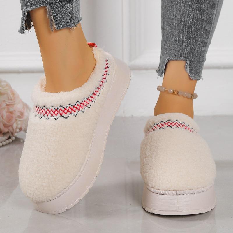 

Модные этнические зимние хлопковые ботинки на платформе, женские, противоскользящие, износостойкие, шерстяные тапочки 41