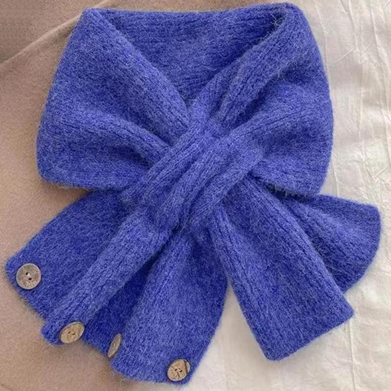 Neck Guard Shawl Solid Color Cross Scarf Knitted Neckerchief Wrap Neck Warmer Women