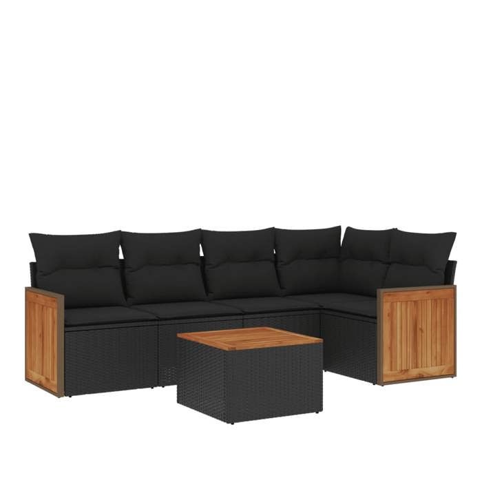VidaXL Garden Lounge Set with Cushions 6 Pcs, Patio Sofas, Patio Furniture Set, Outdoor Furniture, Black 3227630
