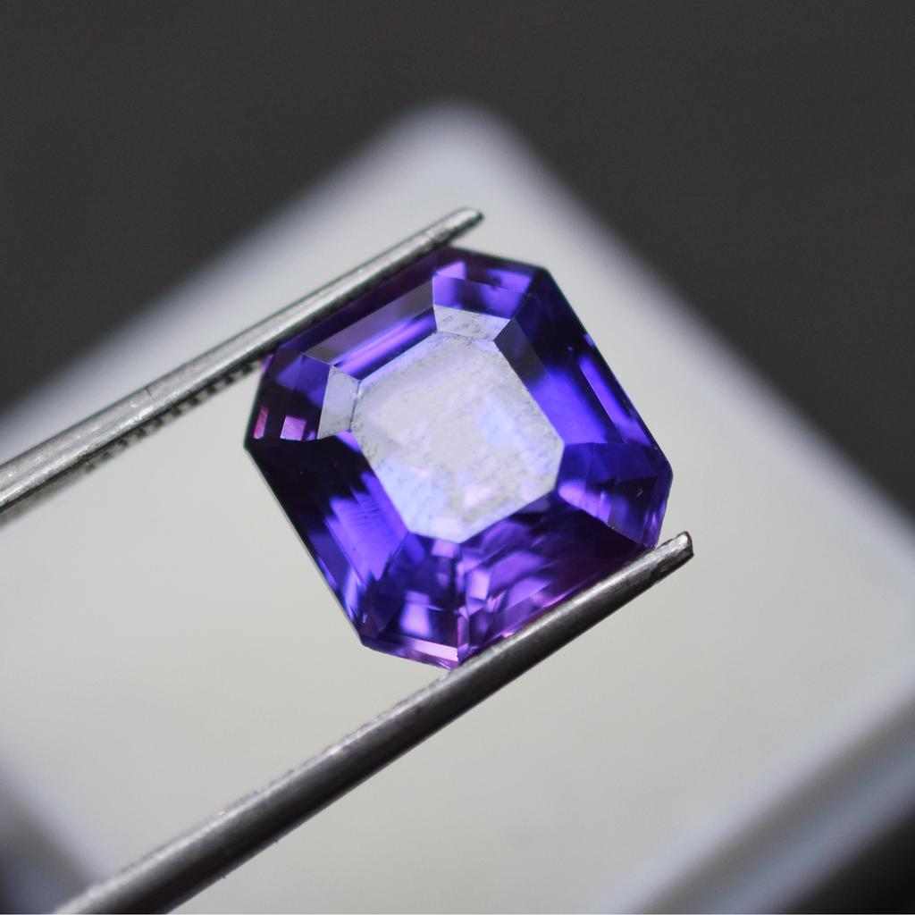 5.90 Ct Natural Purple Tanzanite Perfect Square Cut CERTIFIED Loose Gemstone