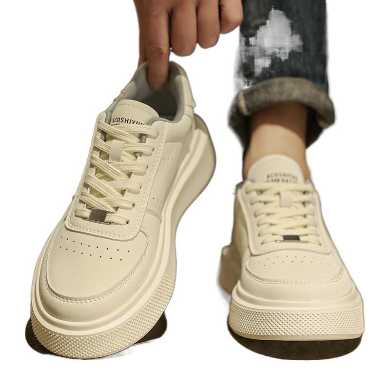Autumn new sports leather casual board shoes increase height