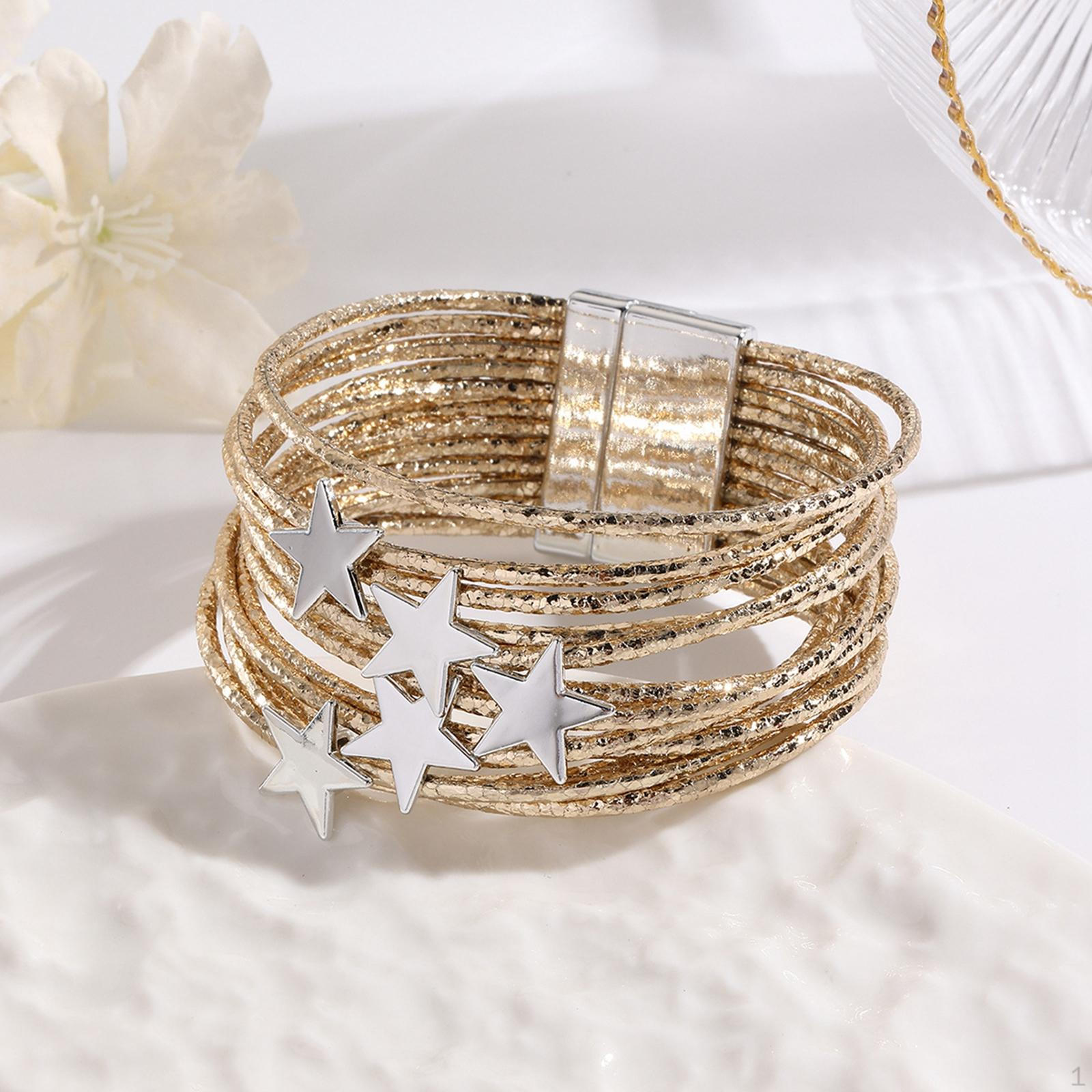 

Bracelet, Made of Synthetic Leather, Versatile And Alloy for Women. Gold