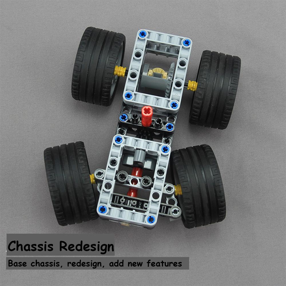 MOC Basic Car Chassis for Sports Car Modification Support Redesign Motors Shock Absorbing Steering Suspension Building Blocks