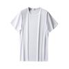 Men's Summer Ice Silk Loose Fit Short-Sleeve T-Shirt - White/Black, Large Size, Round Neck