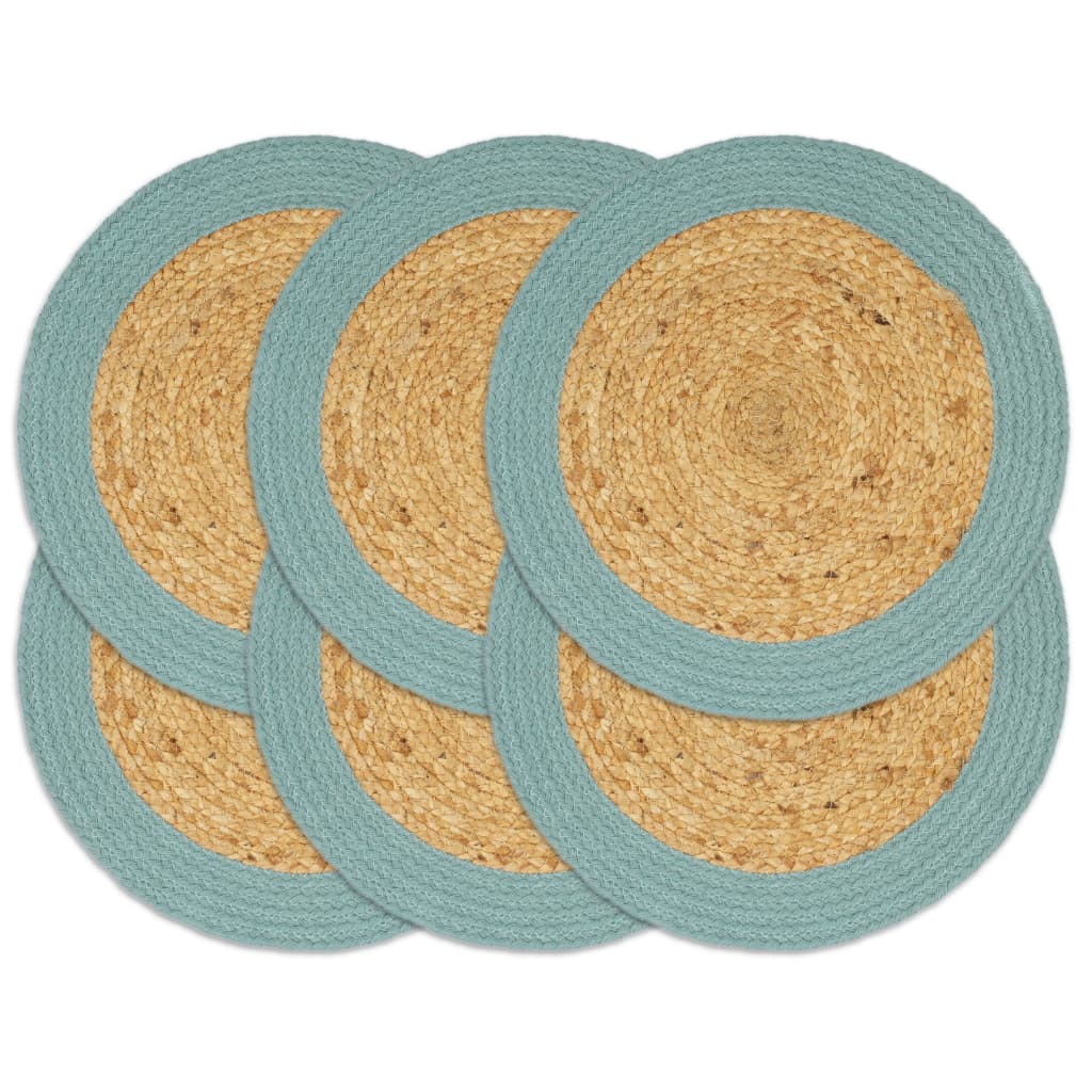 Buy Placemats 6 pcs Natural and Green 38 cm Jute and Cotton at
