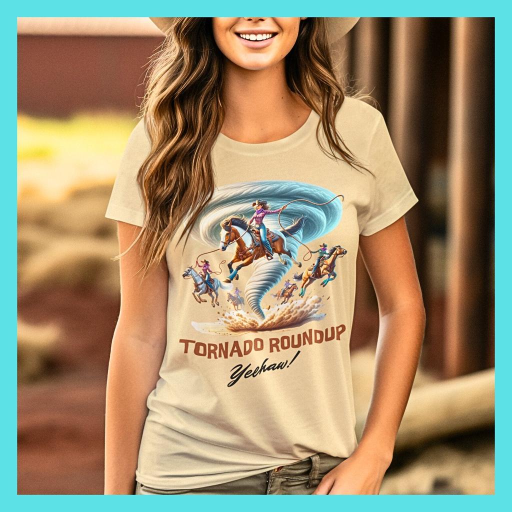 Tornado Roundup Cowgirls T-Shirt: Western Rodeo Graphic Tee