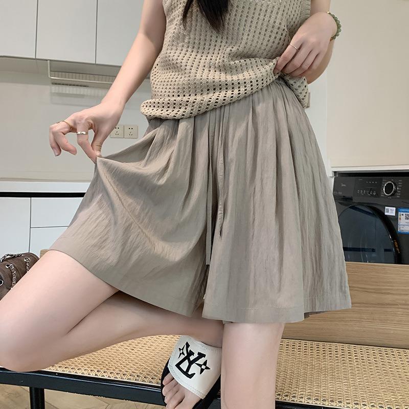 Ice Silk Shorts Women's Summer Loose Slim Casual Texture of Five Quarter Pants High Waist Draped Wide Leg Pants