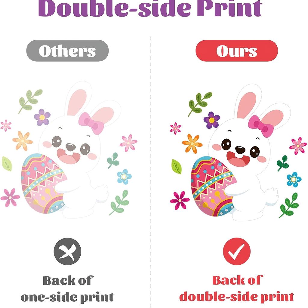 137pcs-Easter Static Window Stickers, Rabbit Egg Double-sided Decorative Window Stickers, Holiday Window Decoration Stickers