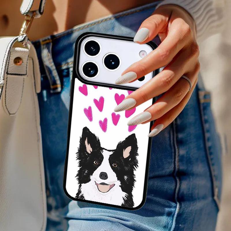 Cartoon Border Collie Phone Case For iPhone 17 Air 14 15 13 12 Max Cover For Apple 14 15 16 16e 11 Pro Max Plus Coque