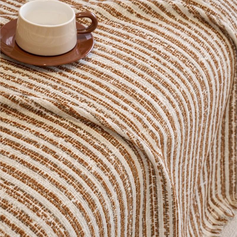 All-Season Universal Non-Slip Fit Soft Chenille Striola Couch Cover Cushion Protector One-Piece Full Coverage Sofa Throw Cover