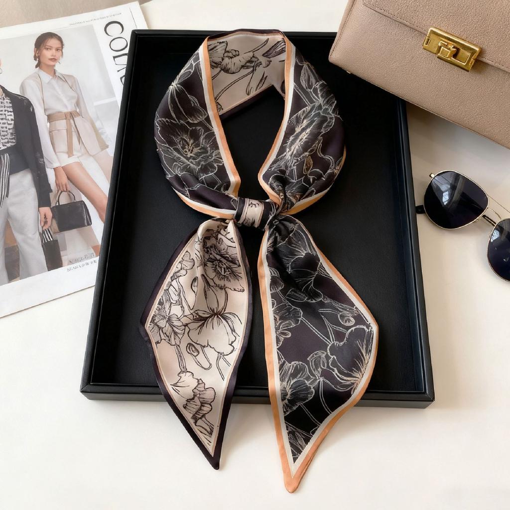 Korean Version of Rabbit Long Silk Scarf Streamer Women's Spring and Autumn New Scarf Double-layer Double-sided Decorative Scarf Handle Tied Bag