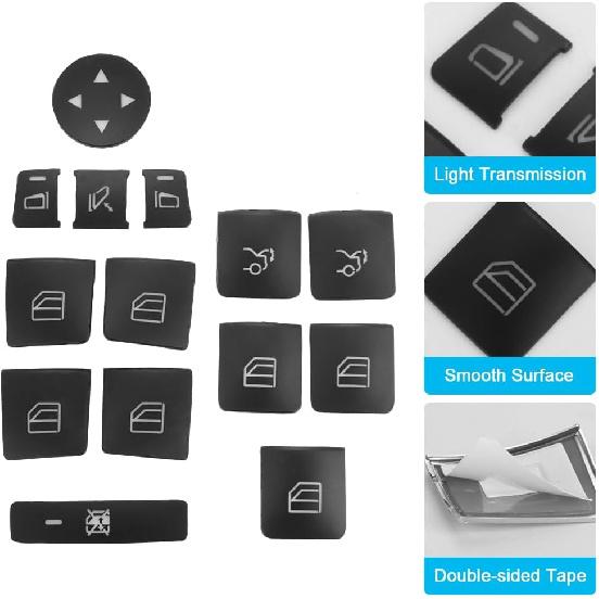 Window Switch Button Trim Cover Sticker Compatible for Mercedes Benz A B C E G GLA CLA GLK GL ML GLE Class, Interior Door Armrest Window Switch