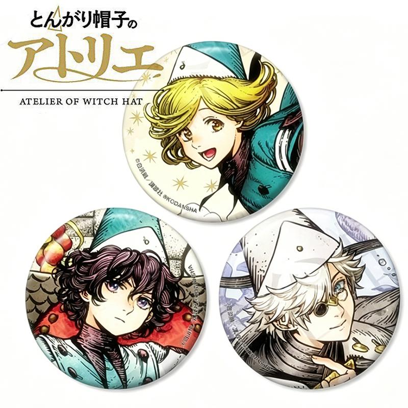 Chic Studio Beige Anime Atelier Of Witch Hat Koko Coco Qifrey Olruggio Cosplay Brooch Tinplate Badge 3Pcs/Set Pins Bag Accessories Ornament Prop