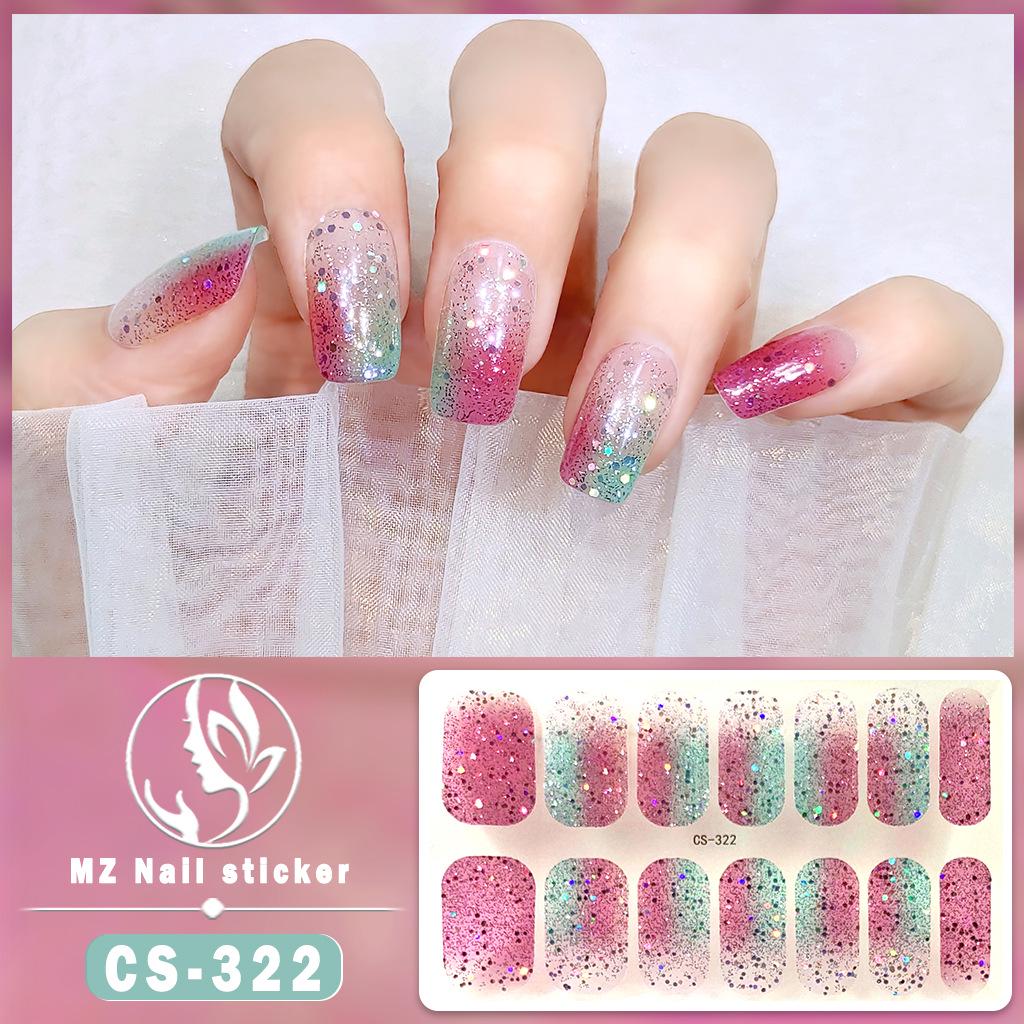 CS Waterproof No-Bake Gel Nail Polish: Full-Cover Korean-Style Multi-Color Glitter Nail Art Stickers