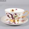 Ceramic European Coffee Cup and Saucer Small Fresh Bone China Ceramic Cup  Mug Afternoon Tea Flower Tea Cup 200ML DXUIALOI Gift