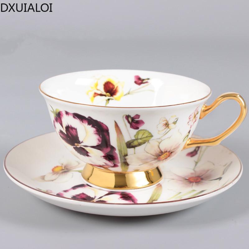 Ceramic European Coffee Cup and Saucer Small Fresh Bone China Ceramic Cup Mug Afternoon Tea Flower Tea Cup 200ML DXUIALOI Gift