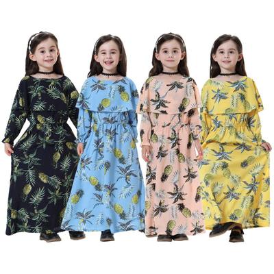 Muslimské Dětské Děti Muslimské Dívky Dlouhé Šaty Květinový Kaftan Maxi Islám Abaya Arabská Roba Šaty