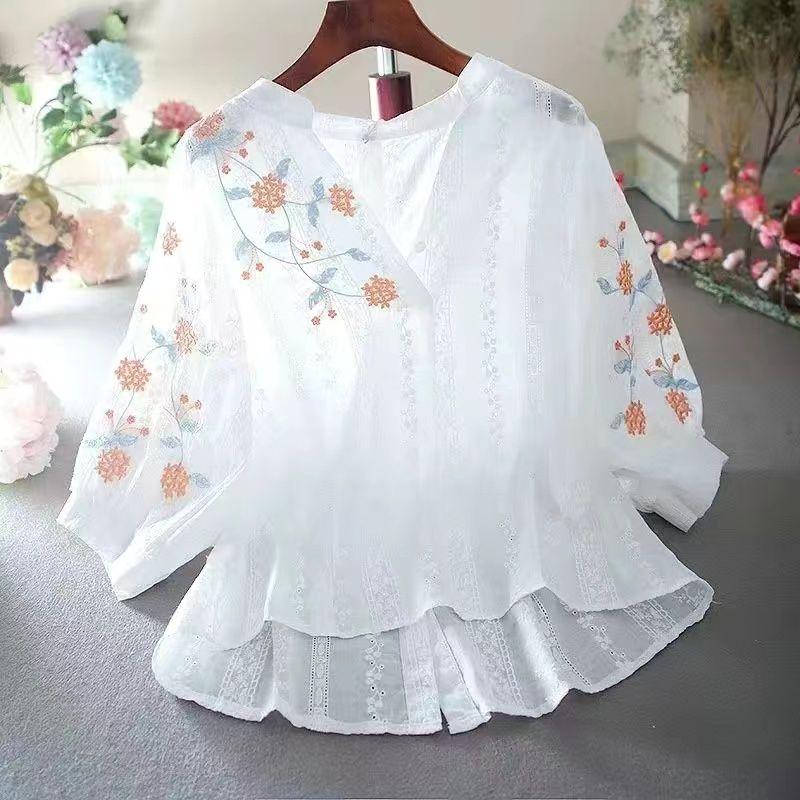 Lus Size Floral Print Shirt, Casual Long Sleeve Button Front Shirt, Women's Plus Size Clothing