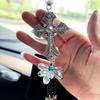 Metal and Crystal Diamond Cross Car Rear View Mirror Car Pendant Hanging Car Accessories Automobiles Decoration