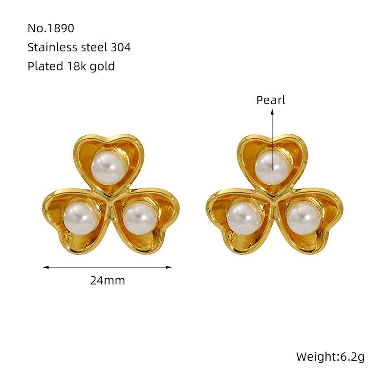 2026 Pearl Earrings Women's Versatile High-end Temperament Fashion Flower Stud Earrings Jewelry