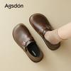 Augustine Loafers Women's 2025 New Autumn Thick-soled One-pedal Soft-soled Flat-soled Brown Commuter Small Leather Shoes