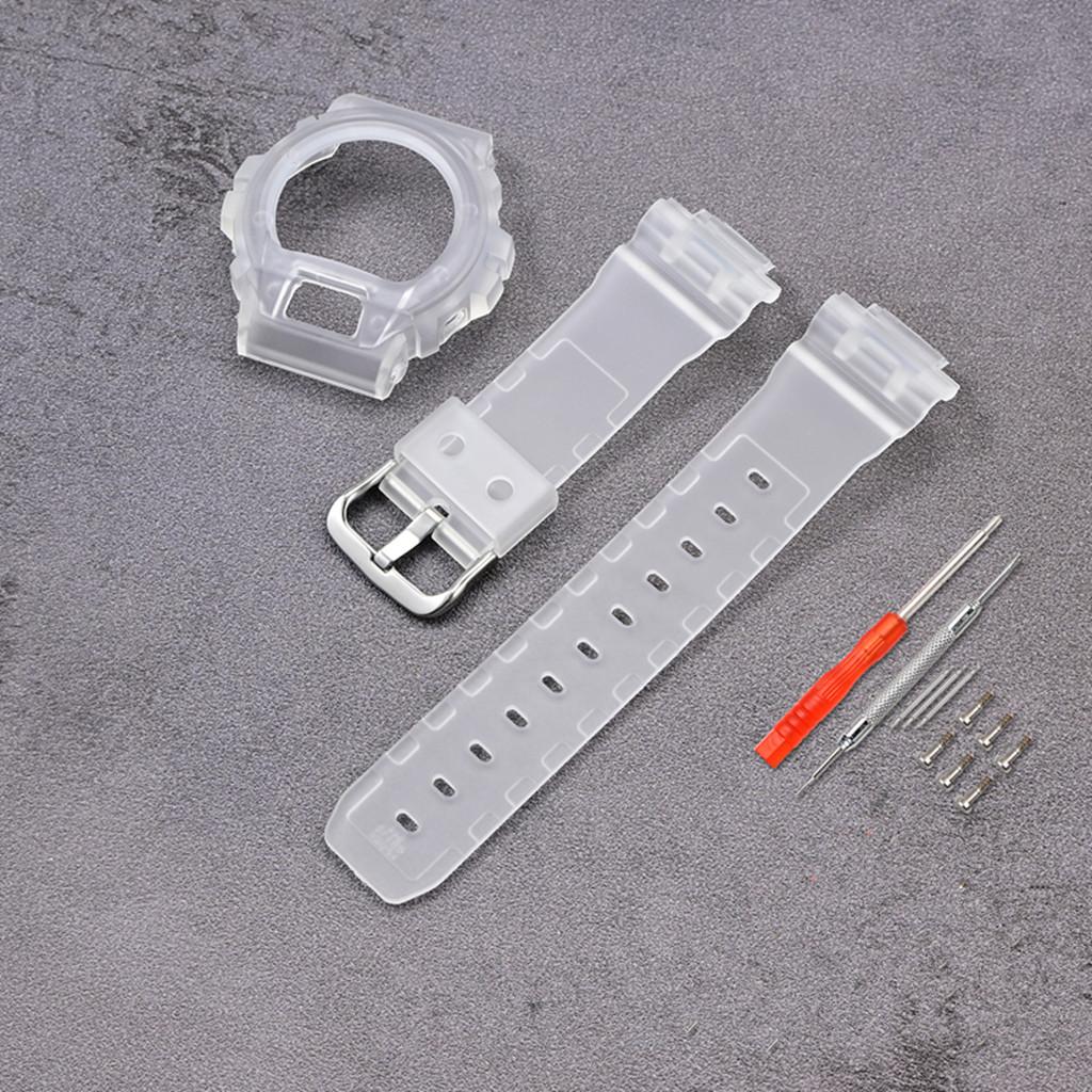 

For Casio G-Shock DW-6900/6600/6930 Replacement Rubber Silicone Matte Watch Band Bracelet Strap + Case прозрачный белый