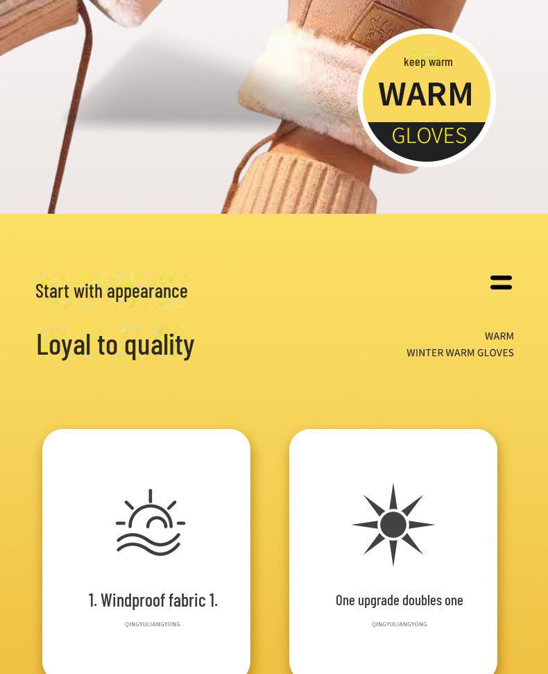 Women's Suede Winter Gloves, Warm and Windproof with Velvet and Hanging Neck Design.