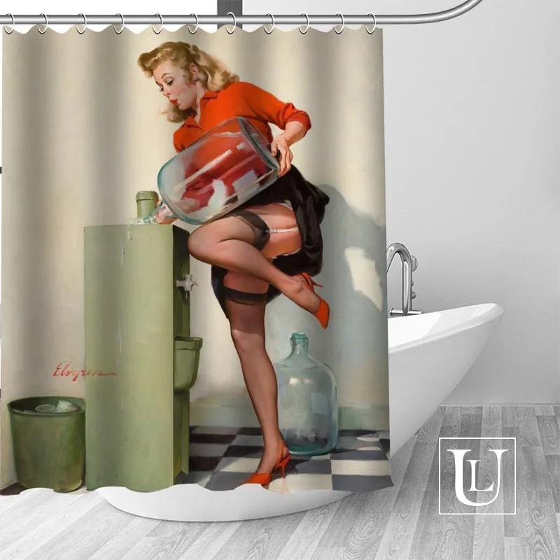 Big Sale New Custom pin up girl Modern Shower Curtain with Hooks bathroom Waterproof Polyester Fabric